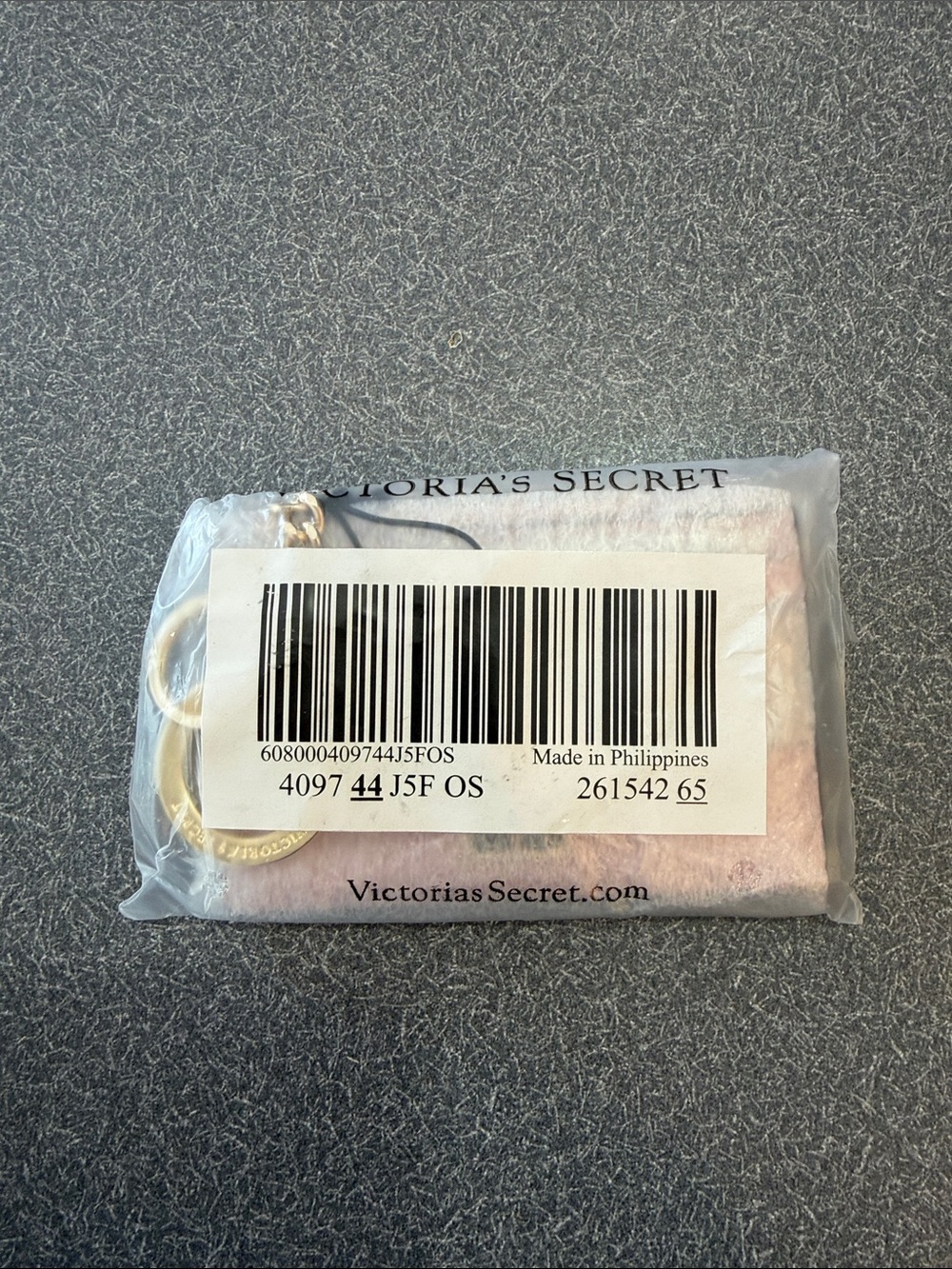Victoria's Secret Pink and White Glitter Cardholder Keychain with Gold Ring